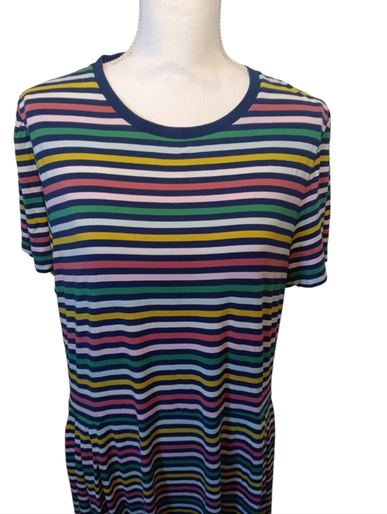 Boden Lucinda Jersey Rainbow Colored Striped Short Sleeve Midi Dress 20 22Reg - Picture 5 of 11